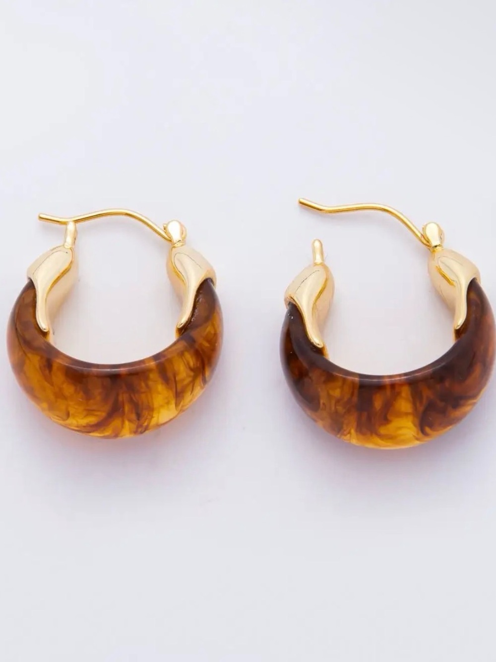 18k gold filled Gold-Tone Hoop Earrings - Amber Brown
